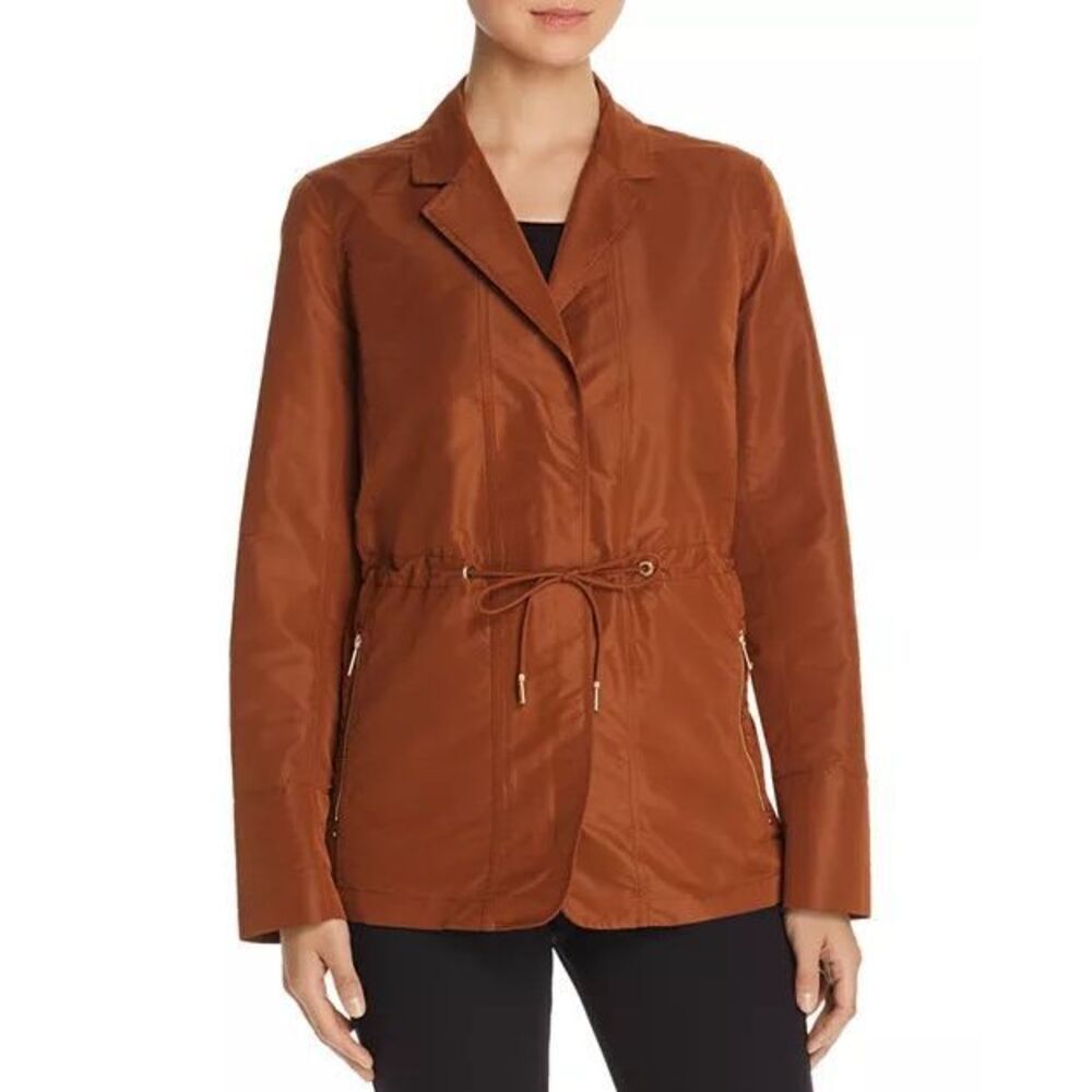 Lafayette 148 New York Porsha Drawstring Jacket Size M Brown travel Packable